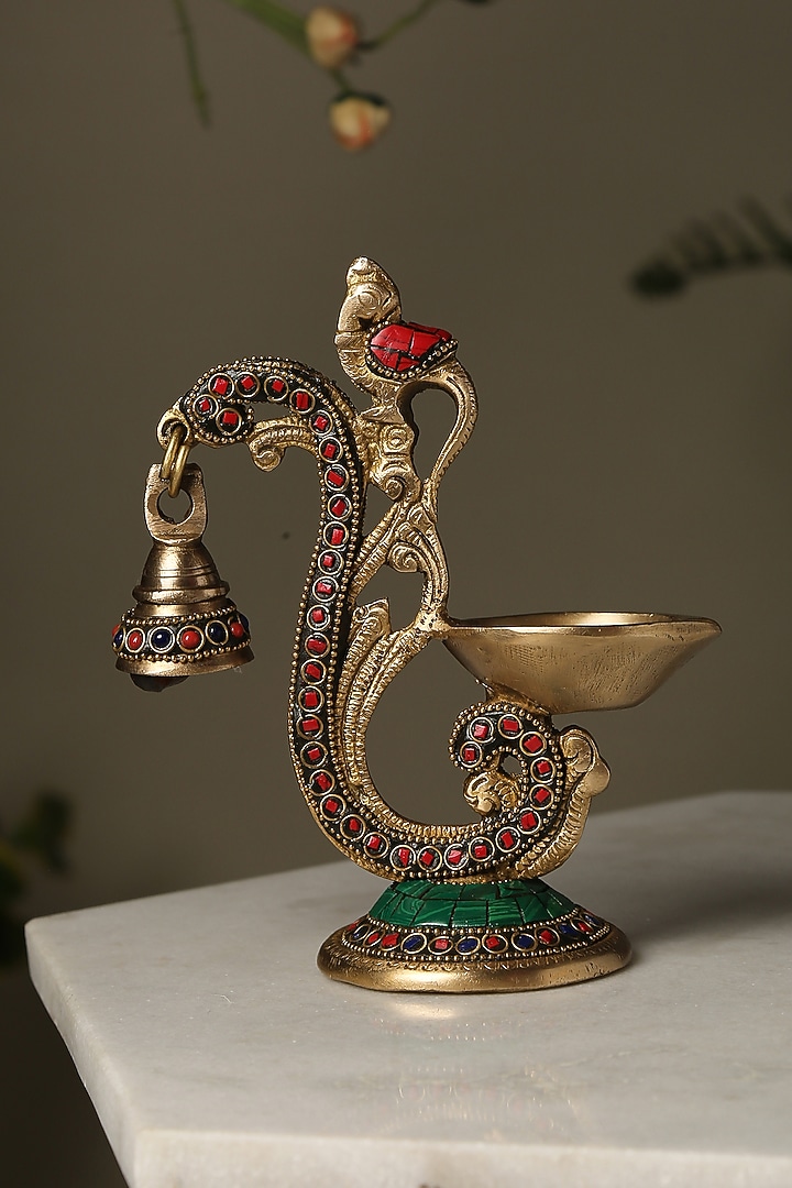 Multi-colored Brass Handcrafted Bird Lamp by Amoliconcepts at Pernia's Pop Up Shop