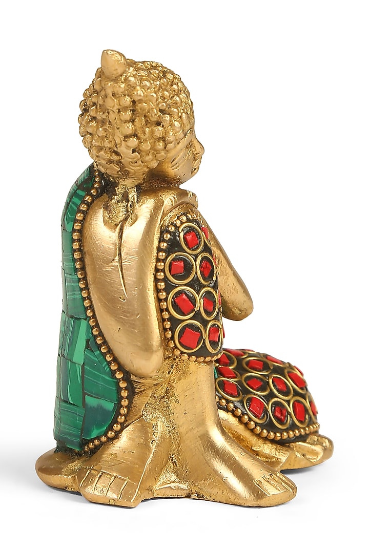 Antique Gold Brass Stone Work Handcrafted Buddha Idol by Amoliconcepts at Pernia's Pop Up Shop