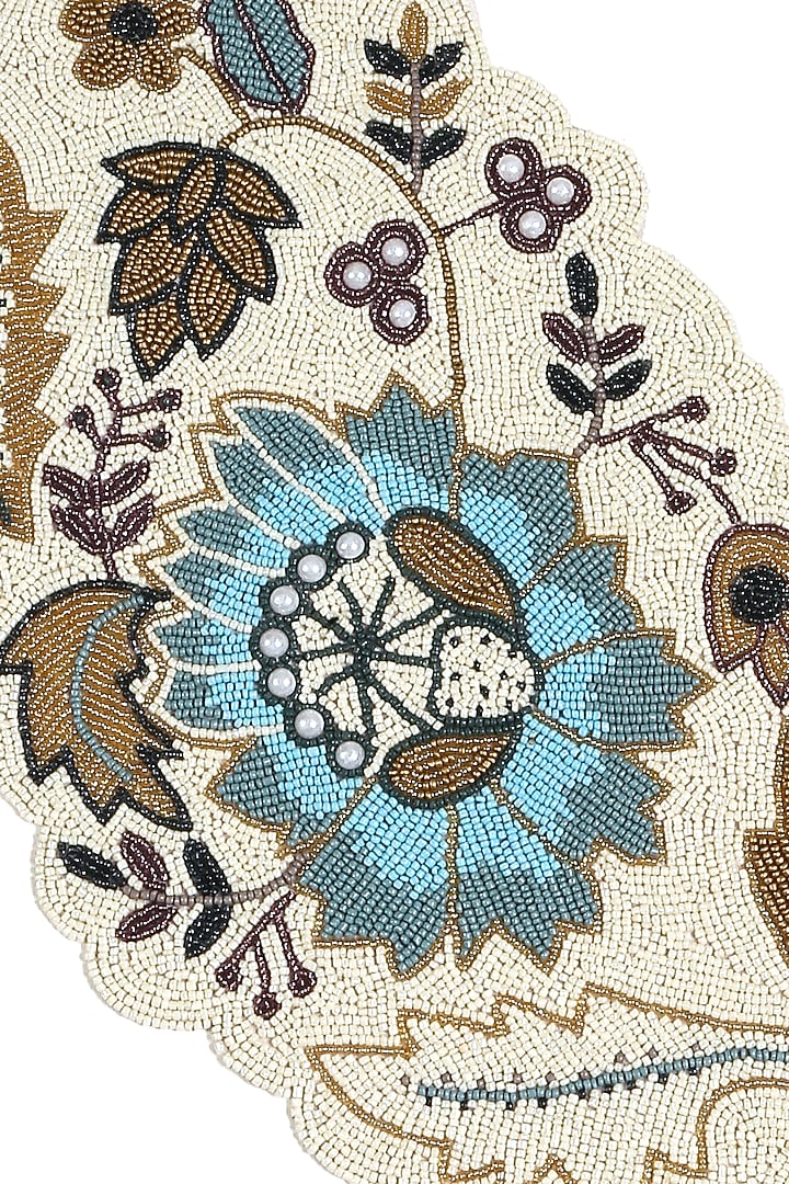 Blue & Multi-Coloured Hand Beaded Table Runner by Amoliconcepts at Pernia's Pop Up Shop