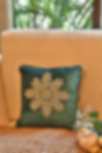 Green Snowflake Beaded Cushion Cover by Amoliconcepts at Pernia's Pop Up Shop