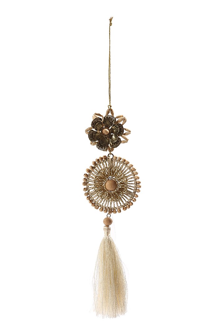 Off-White & Golden Christmas Ornaments (Set of 3) by Amoliconcepts at Pernia's Pop Up Shop