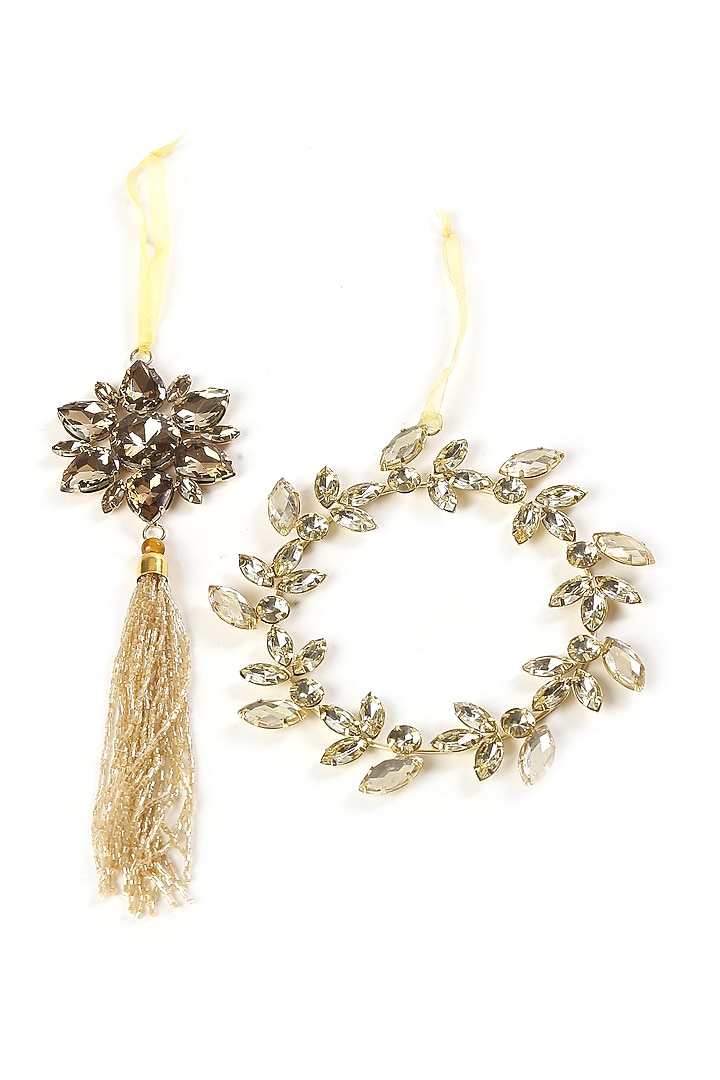 Gold Tone Crystal Star Ornament & Crystal Wreath (Set of 2) by Amoliconcepts at Pernia's Pop Up Shop