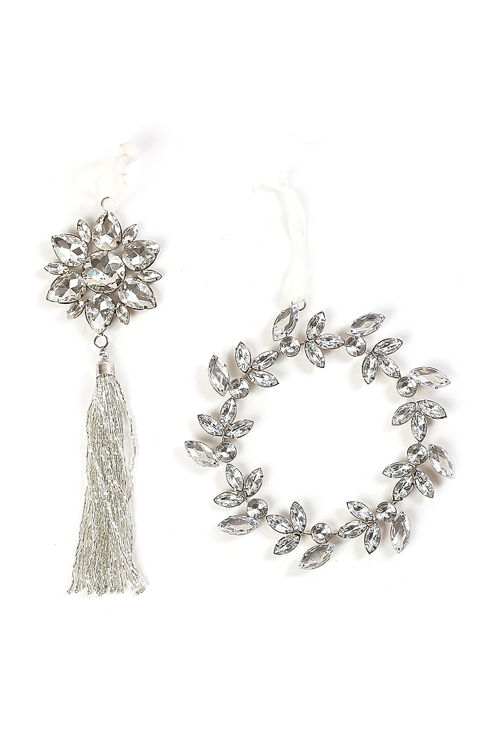 Silver Tone Crystal Star Ornament & Crystal Wreath (Set of 2) by Amoliconcepts at Pernia's Pop Up Shop