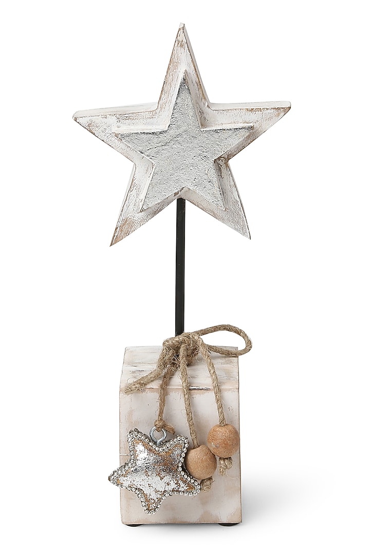 White Wooden Star With Silver Foiling by Amoliconcepts at Pernia's Pop Up Shop