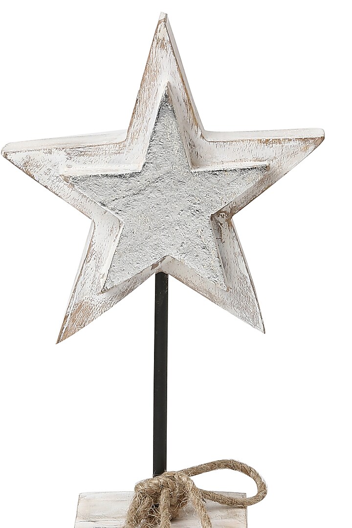 White Wooden Star With Silver Foiling by Amoliconcepts at Pernia's Pop Up Shop