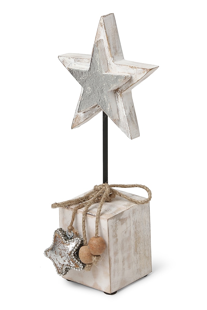 White Wooden Star With Silver Foiling by Amoliconcepts at Pernia's Pop Up Shop