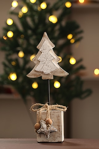 White Wooden Tree With Silver Foiling by Amoliconcepts