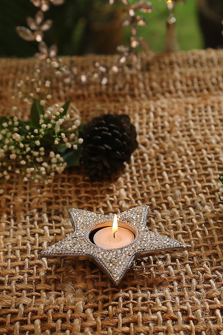 Silver Star Candle Holder With Rhinestones by Amoliconcepts at Pernia's Pop Up Shop