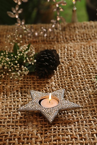 Silver Star Candle Holder With Rhinestones by Amoliconcepts