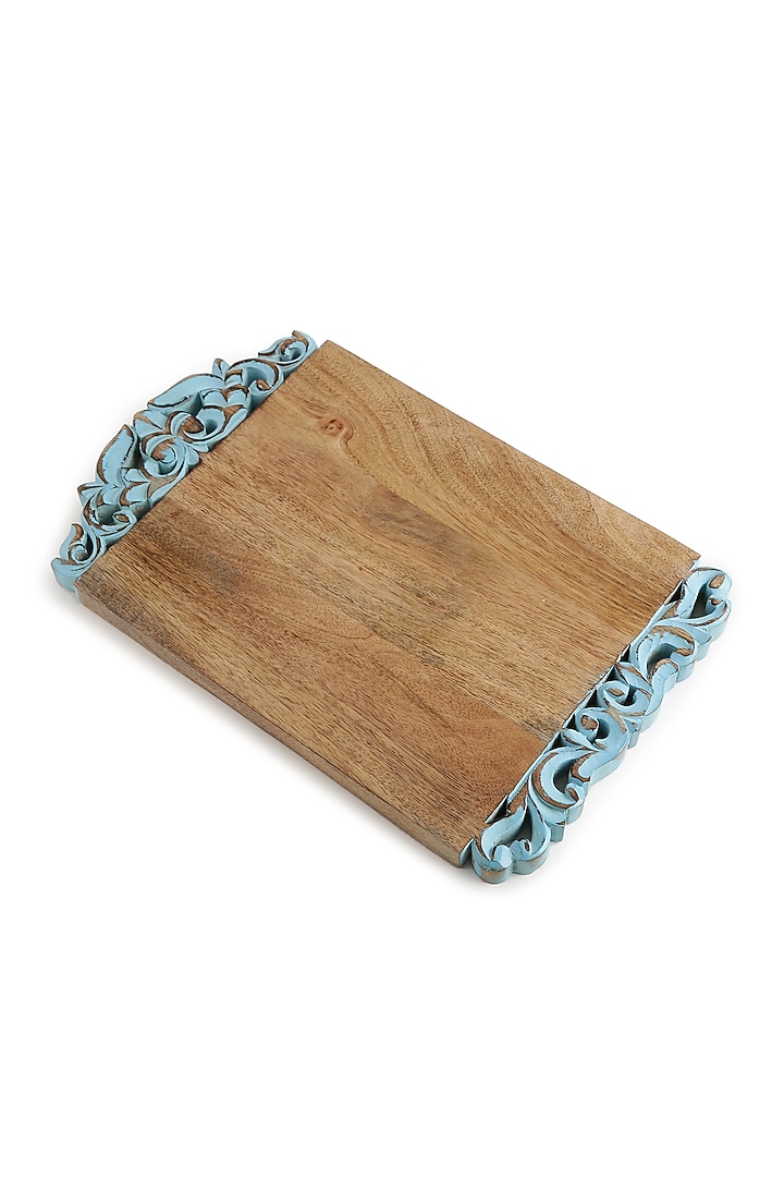 Natural & Turquoise Blue Mango Wood Cheese Board by Amoliconcepts at Pernia's Pop Up Shop