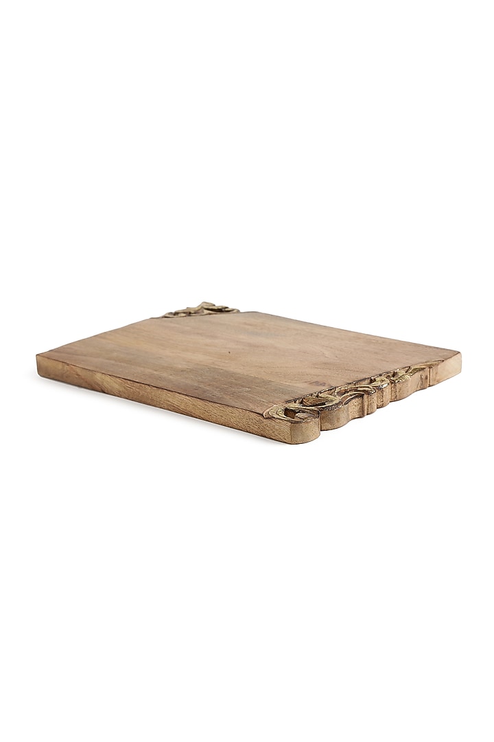 Natural & Antique Gold Mango Wood Cheese Board by Amoliconcepts at Pernia's Pop Up Shop