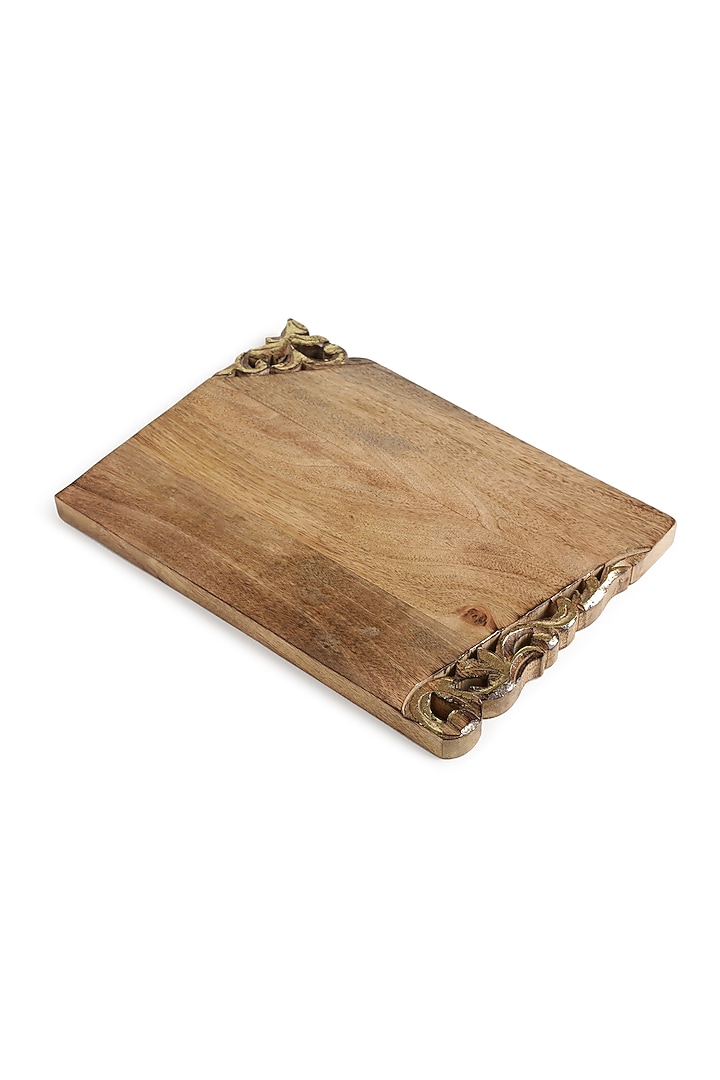 Natural & Antique Gold Mango Wood Cheese Board by Amoliconcepts at Pernia's Pop Up Shop