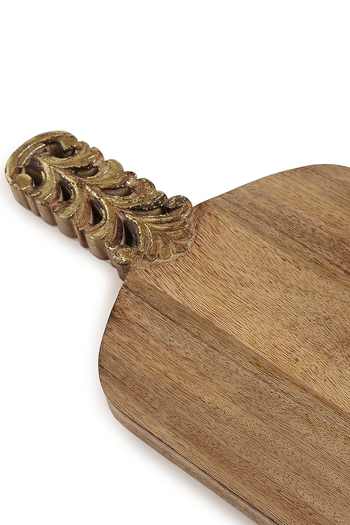 Natural & Antique Gold Mango Wood Cheese Board by Amoliconcepts at Pernia's Pop Up Shop
