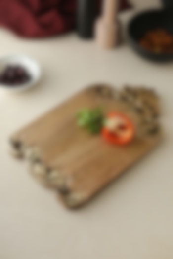 Natural & Antique Gold Mango Wood Cheese Board by Amoliconcepts