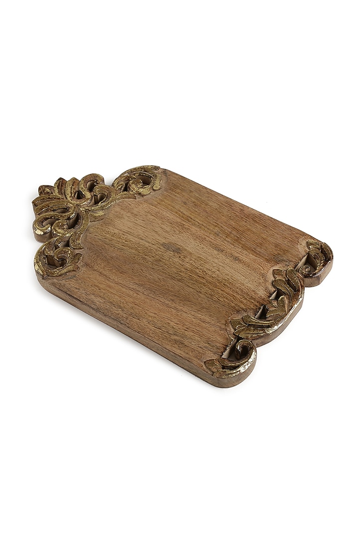 Natural & Antique Gold Mango Wood Cheese Board by Amoliconcepts at Pernia's Pop Up Shop