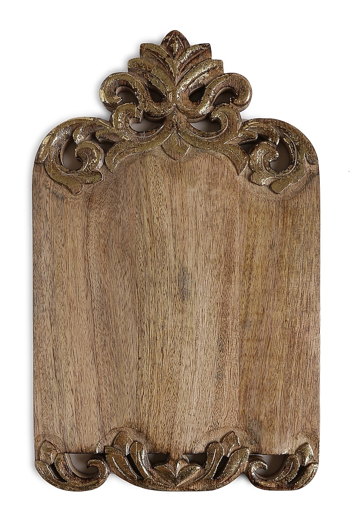 Natural & Antique Gold Mango Wood Cheese Board by Amoliconcepts at Pernia's Pop Up Shop