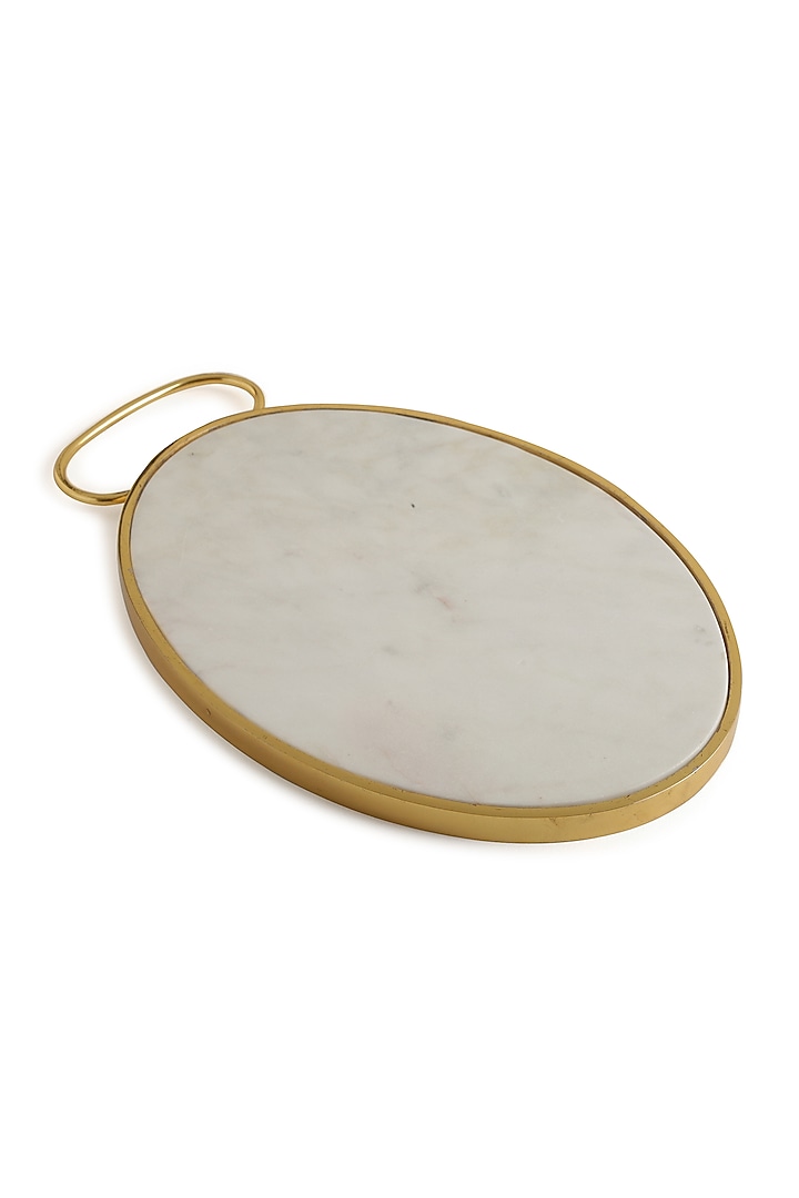 Gold Tone & White Marble Cheese Board by Amoliconcepts at Pernia's Pop Up Shop