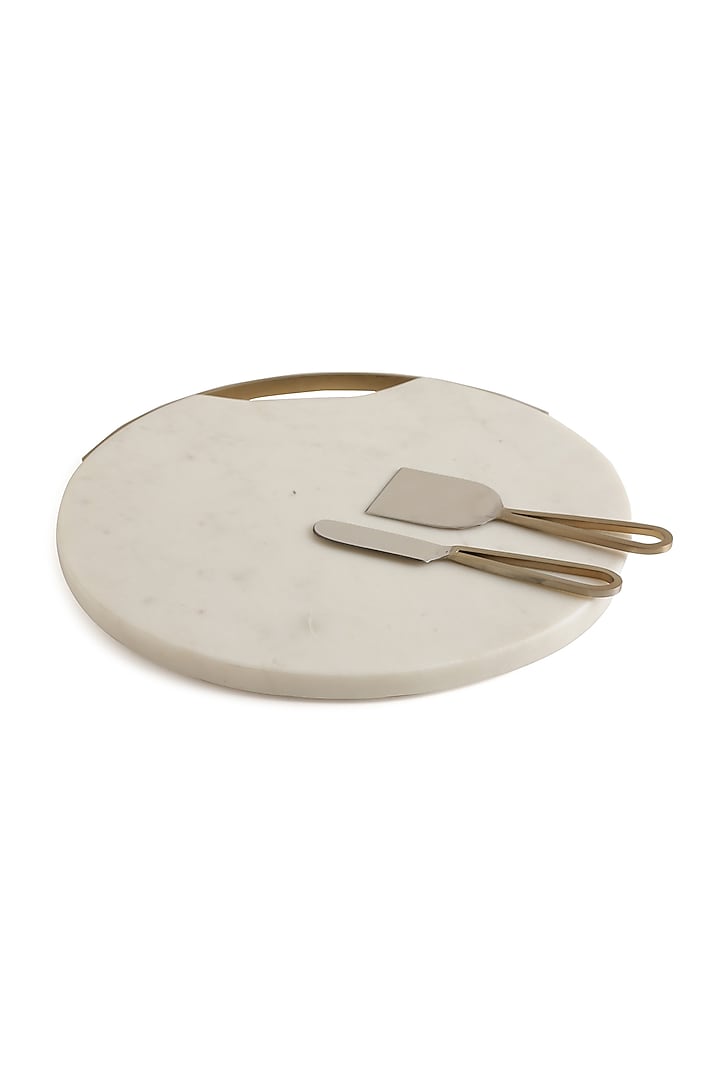 Matt Gold & White Marble Cheese Board Set by Amoliconcepts at Pernia's Pop Up Shop