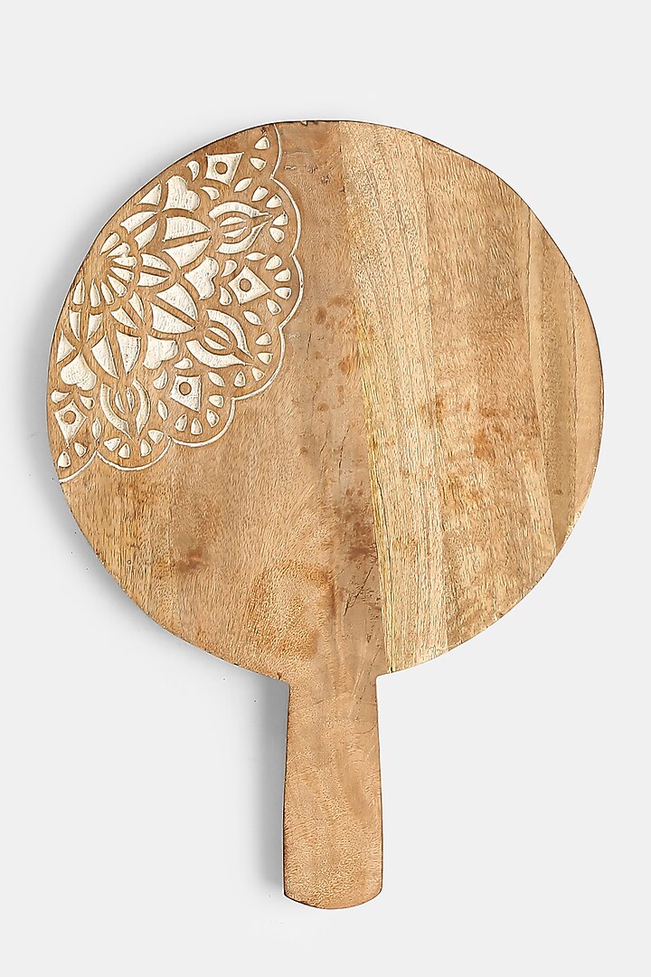 Natural & White Wash Mango Wood Floral Cheese Board by Amoliconcepts at Pernia's Pop Up Shop