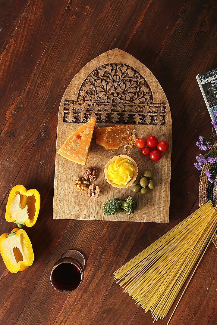 Natural Mango Wood Hand Carved Cheese Board by Amoliconcepts