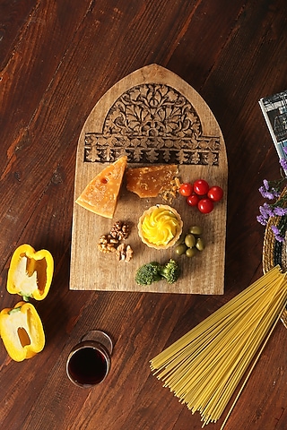 Natural Mango Wood Hand Carved Cheese Board by Amoliconcepts