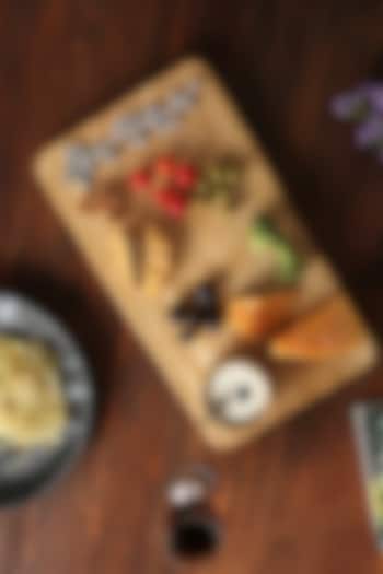 Natural & Silver Mango Wood Cheese Board With Bowl by Amoliconcepts at Pernia's Pop Up Shop