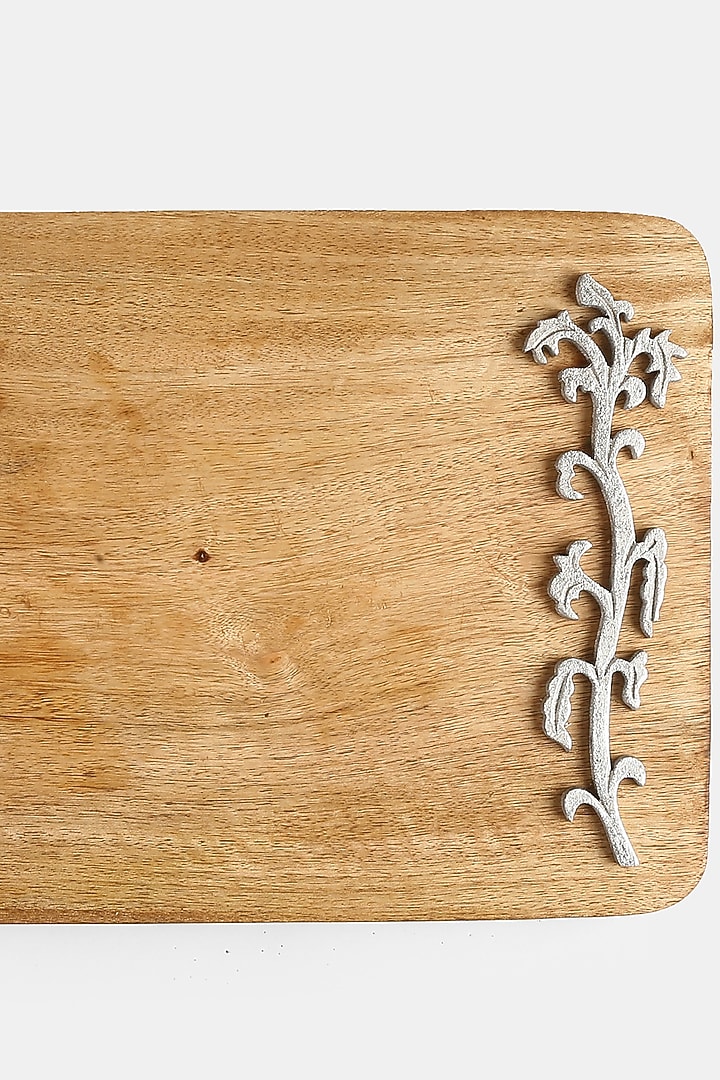 Natural & Silver Mango Wood Cheese Board With Bowl by Amoliconcepts at Pernia's Pop Up Shop