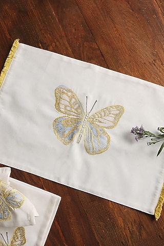 Multi-Colored Cotton Embroidered Table Mat by Amoliconcepts