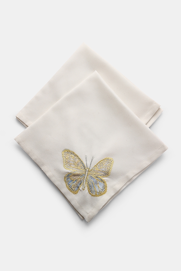 Off-White Cotton Dinner Napkins Set Of 4 by Amoliconcepts at Pernia's Pop Up Shop