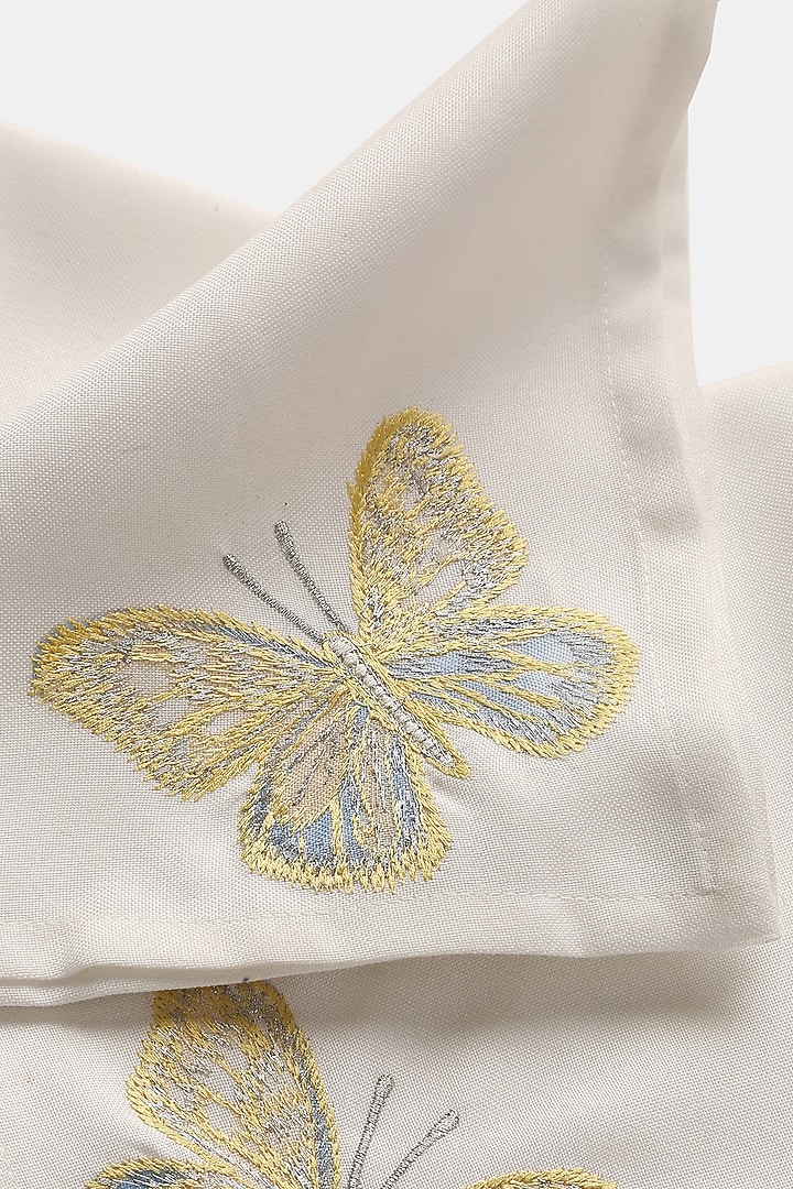 Off-White Cotton Dinner Napkins Set Of 4 by Amoliconcepts at Pernia's Pop Up Shop