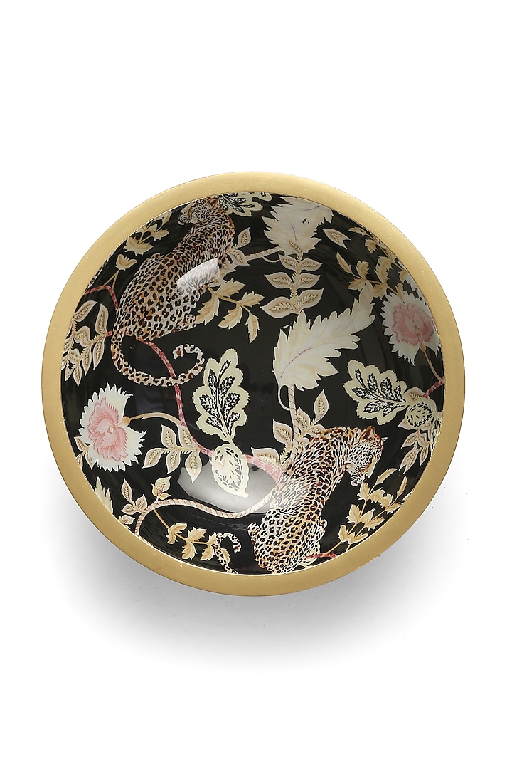 Multi-Colored Mango Wood Forest Design Decal Bowl by Amoliconcepts at Pernia's Pop Up Shop