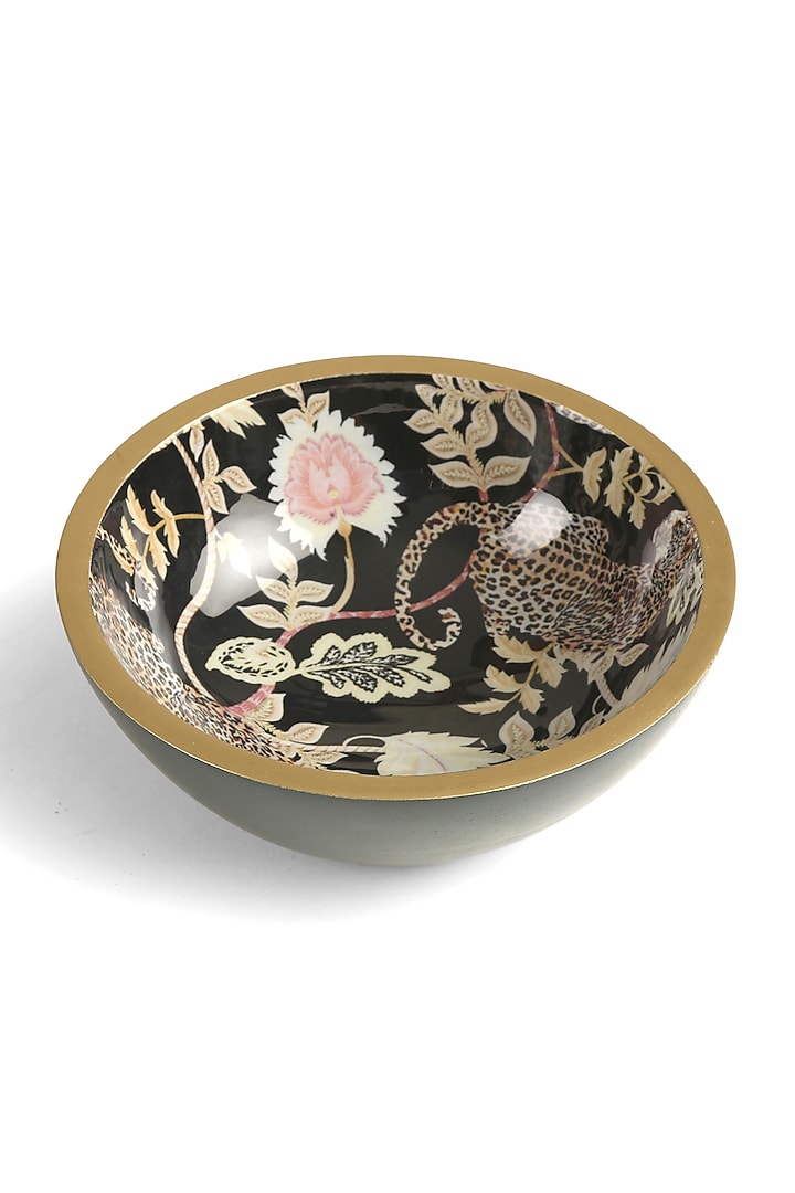 Multi-Colored Mango Wood Forest Design Decal Bowl by Amoliconcepts at Pernia's Pop Up Shop