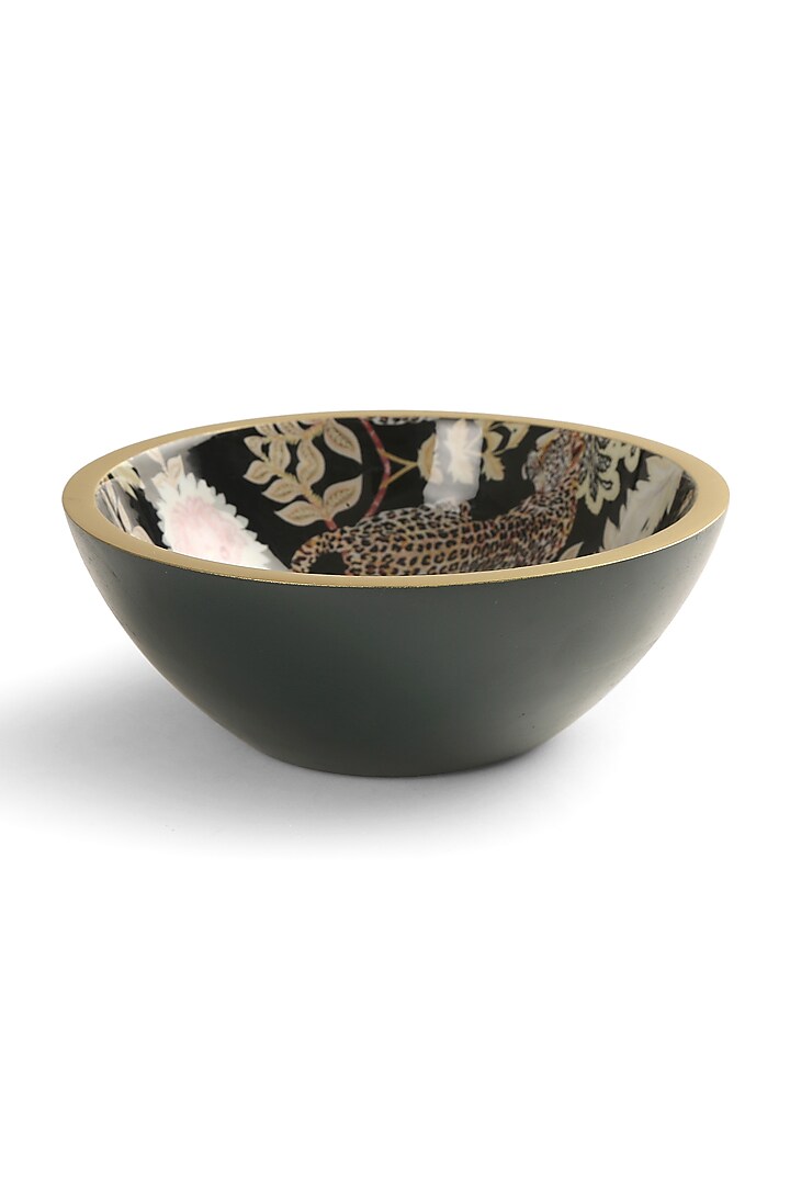 Multi-Colored Mango Wood Forest Design Decal Bowl by Amoliconcepts at Pernia's Pop Up Shop