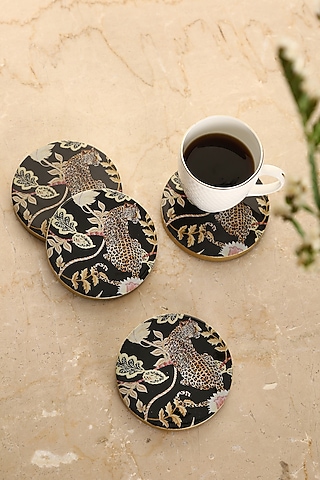 Blue & Multi-Colored Mango Wood Coaster by Amoliconcepts