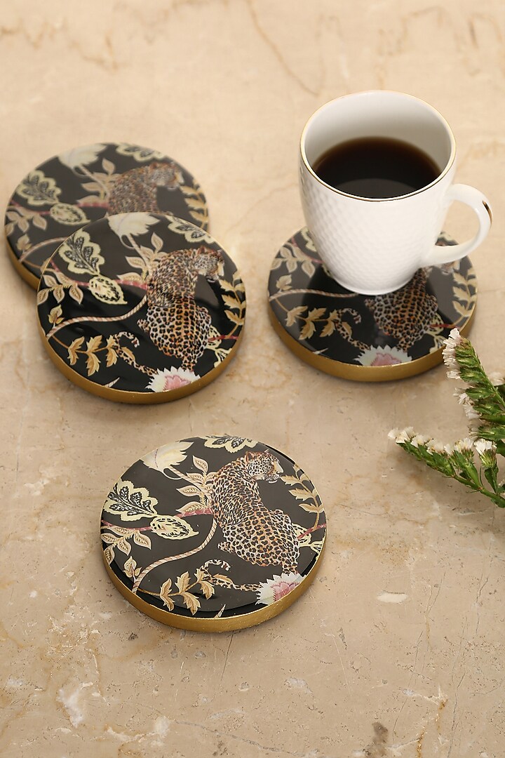 Blue & Multi-Colored Mango Wood Coaster by Amoliconcepts at Pernia's Pop Up Shop