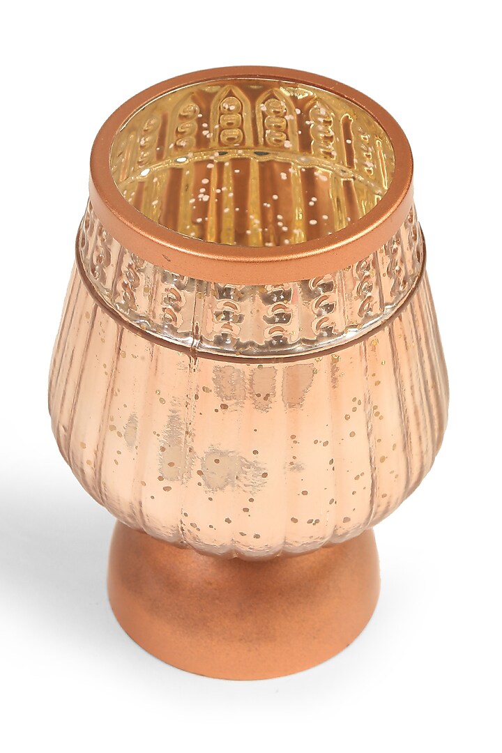 Silver & peach Mercury Glass With Iron Candle Holder by Amoliconcepts at Pernia's Pop Up Shop