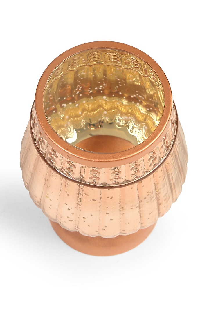 Silver & peach Mercury Glass With Iron Candle Holder by Amoliconcepts at Pernia's Pop Up Shop