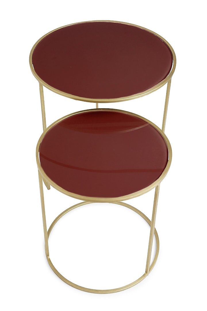 Light Red Handcrafted Coffee Table (Set of 2) by Amoliconcepts at Pernia's Pop Up Shop