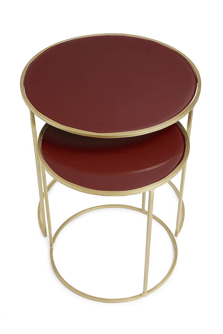 Light Red Handcrafted Coffee Table (Set of 2) by Amoliconcepts at Pernia's Pop Up Shop
