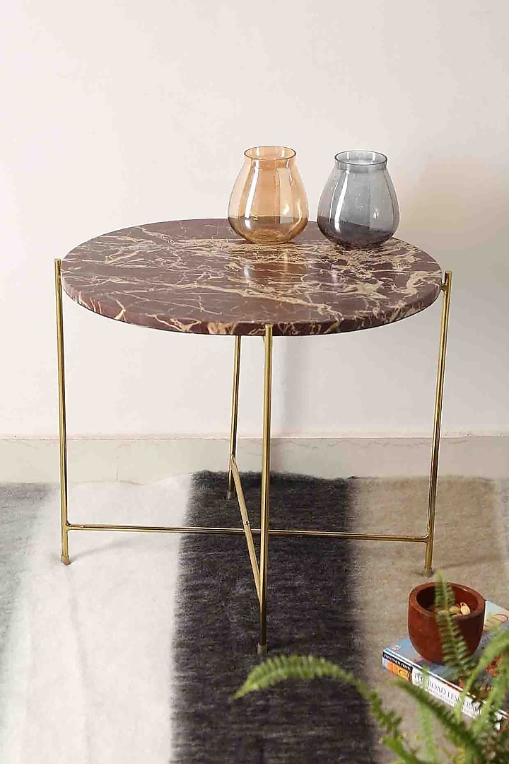 Cherry & Beige Handcrafted Coffee Table (Set of 2) by Amoliconcepts at Pernia's Pop Up Shop