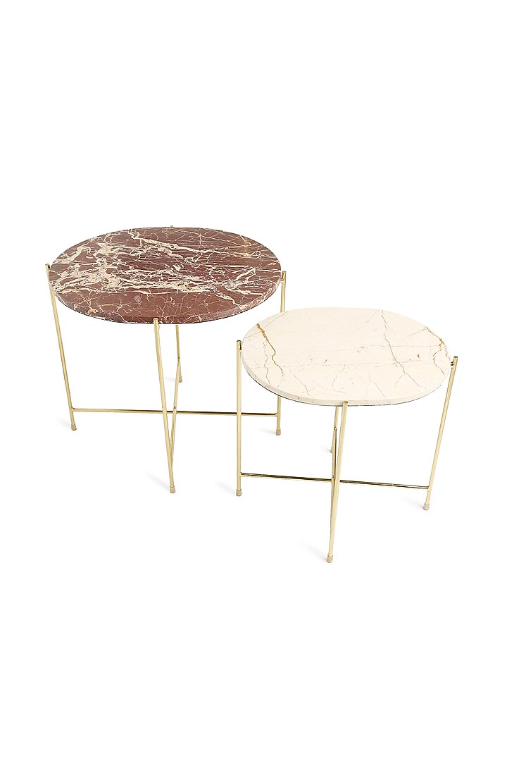Cherry & Beige Handcrafted Coffee Table (Set of 2) by Amoliconcepts at Pernia's Pop Up Shop