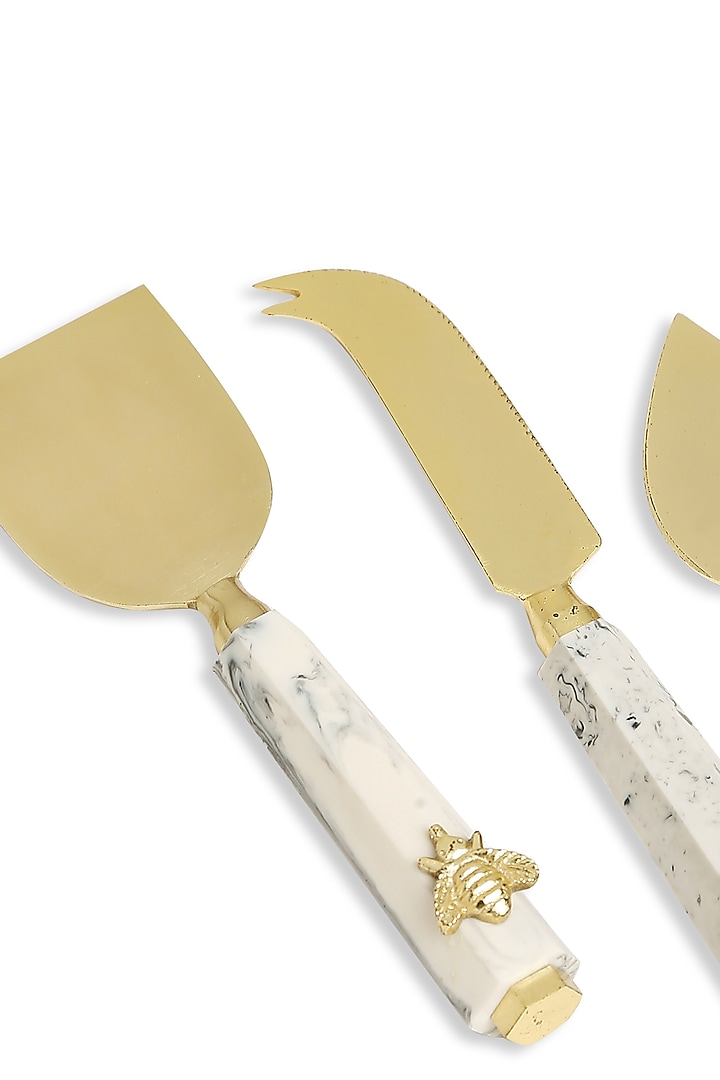 White & Gold Cheese Knife Set of 3