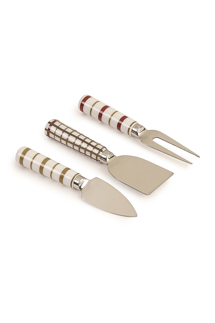 Off-White Ceramic Cheese Knife Set (Set of 3) by Amoliconcepts at Pernia's Pop Up Shop