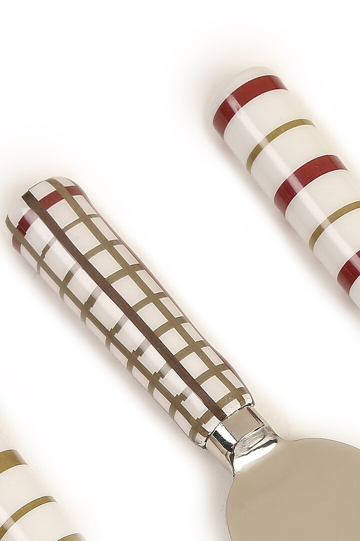 Off-White Ceramic Cheese Knife Set (Set of 3) by Amoliconcepts at Pernia's Pop Up Shop