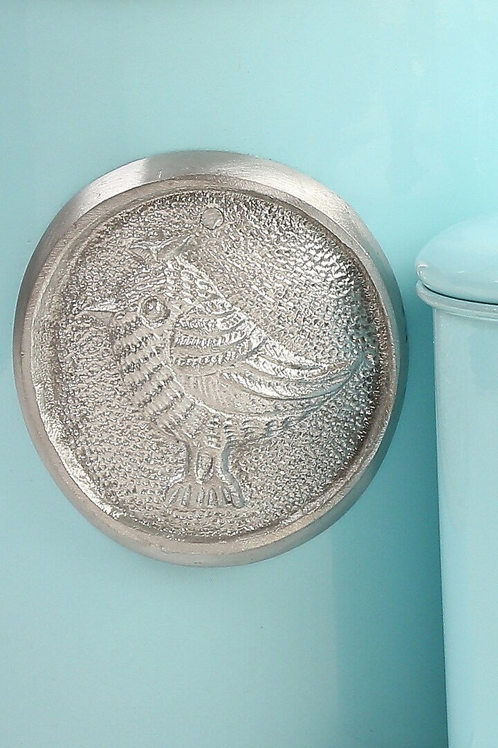 Blue Stainless Steel Canister (Set of 4) by Amoliconcepts at Pernia's Pop Up Shop