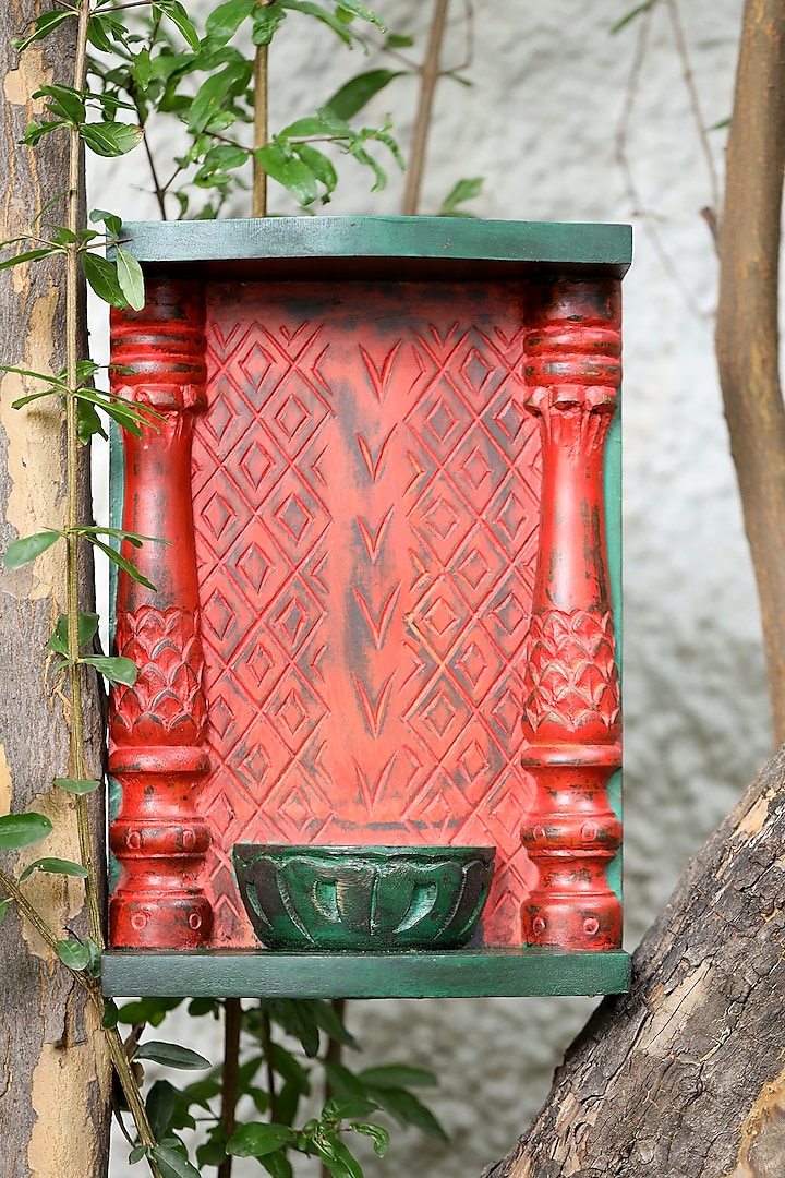 Antique Red & Green Mango Wood Wall Decor by Amoliconcepts
