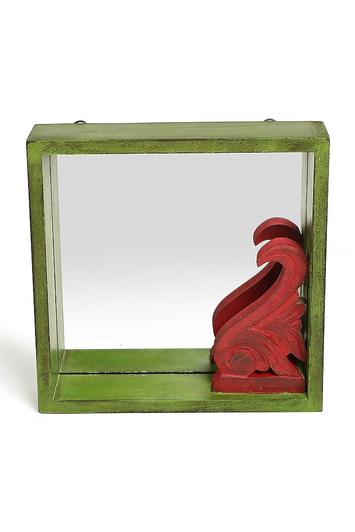 Antique Green & Red Mango Wood Mirror by Amoliconcepts at Pernia's Pop Up Shop