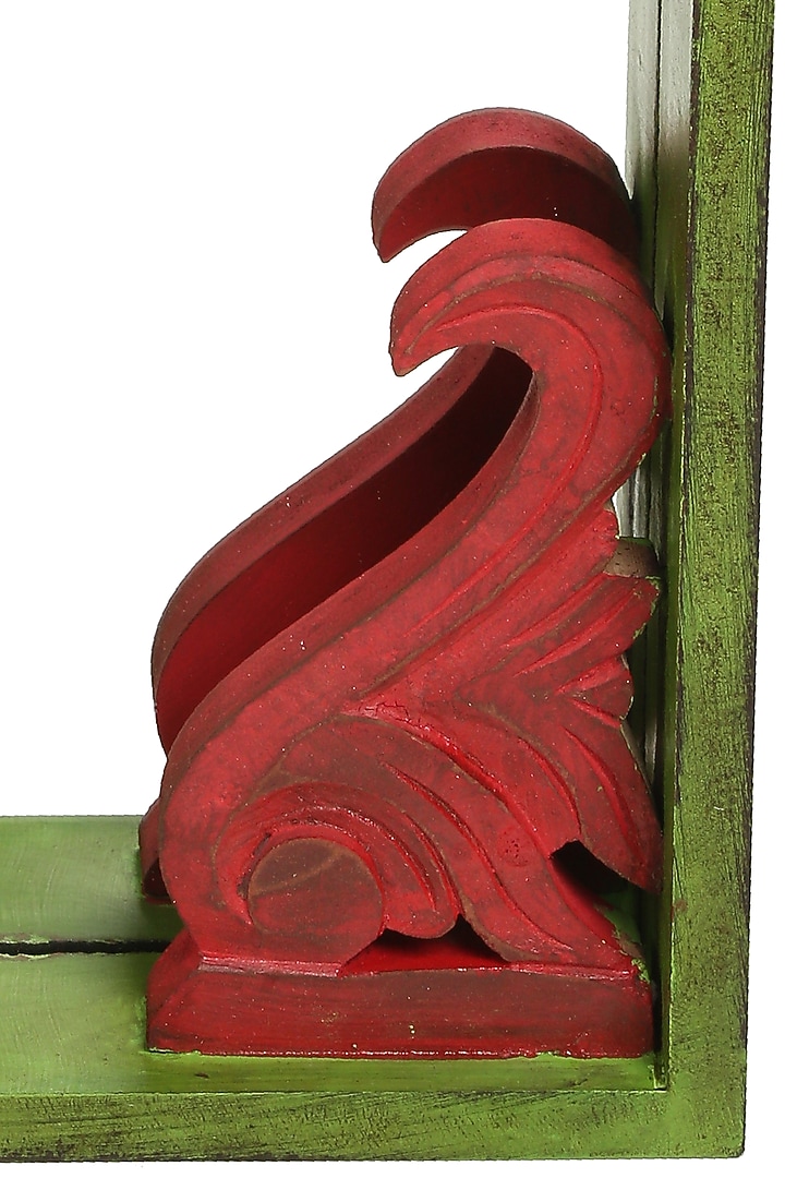 Antique Green & Red Mango Wood Mirror by Amoliconcepts at Pernia's Pop Up Shop