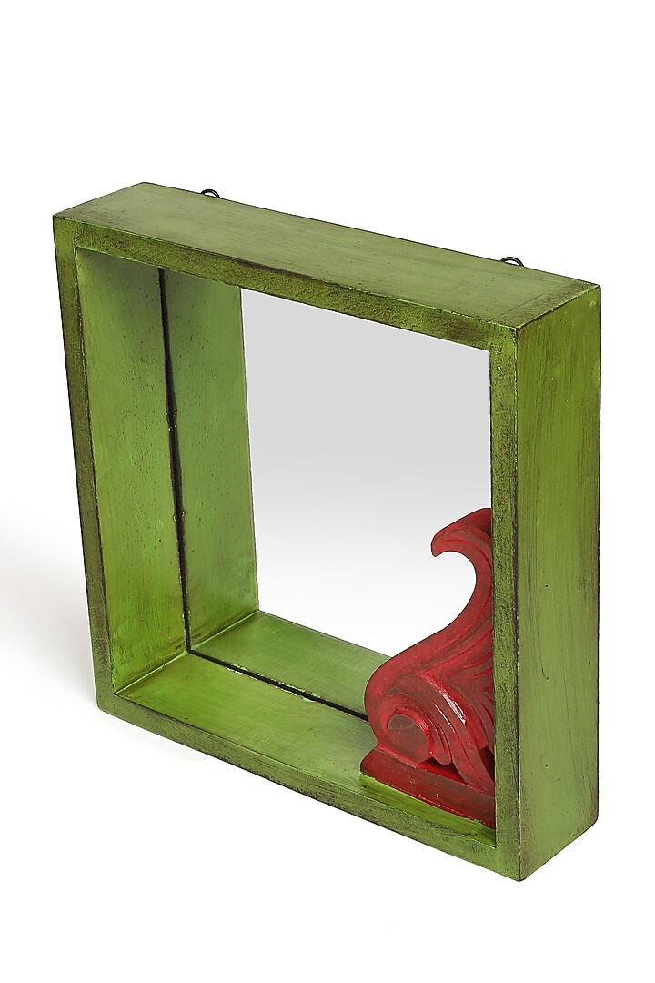 Antique Green & Red Mango Wood Mirror by Amoliconcepts at Pernia's Pop Up Shop