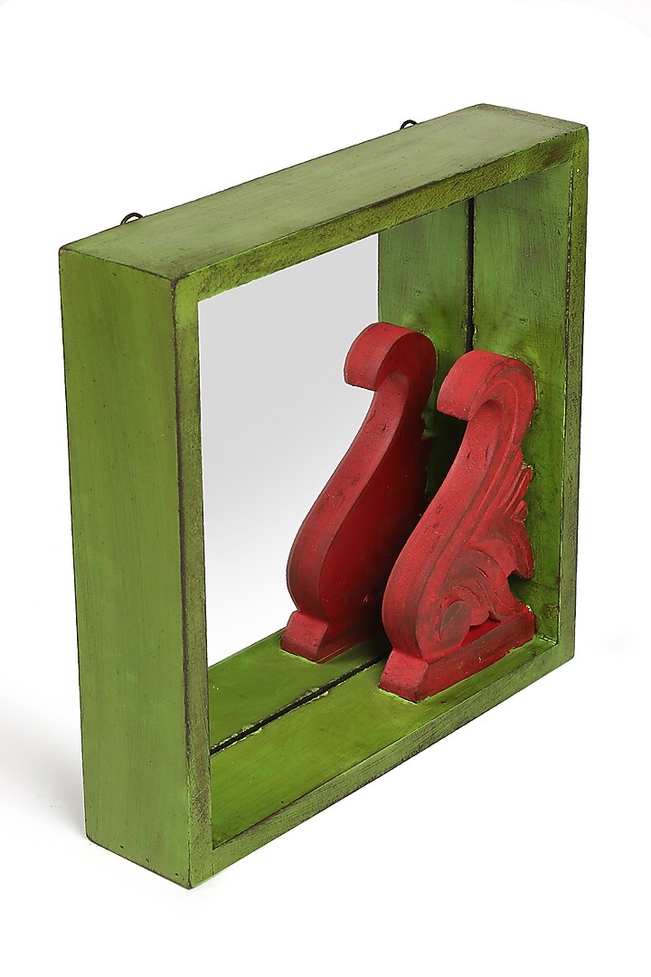 Antique Green & Red Mango Wood Mirror by Amoliconcepts at Pernia's Pop Up Shop